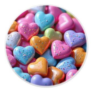 Kleurrijke Candy Liefdeshartjes Keramische Knop