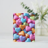 Kleurrijke Candy Love Hearts Briefkaart (Staand voorkant)