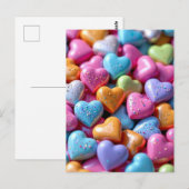 Kleurrijke Candy Love Hearts Briefkaart (Voorkant / Achterkant)