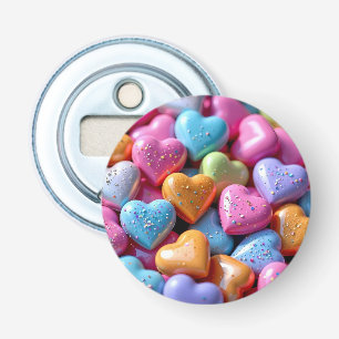 Kleurrijke Candy Love Hearts Button Flesopener