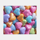Kleurrijke Candy Love Hearts Fleece Deken (Voorkant (Horizontaal))