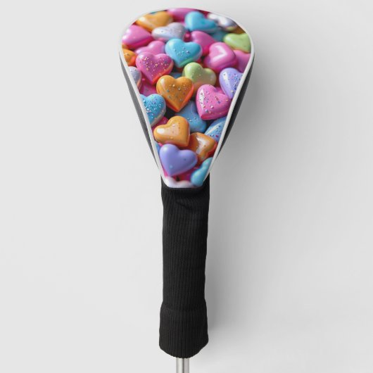 Kleurrijke Candy Love Hearts Golfheadcover (Voorkant)