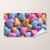 Kleurrijke Candy Love Hearts Handdoek (Handdoek)