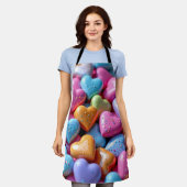 Kleurrijke Candy Love Hearts Schort (Gedragen)