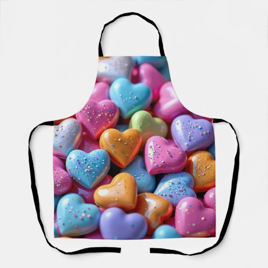 Kleurrijke Candy Love Hearts Schort (Voorkant)