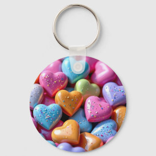 Kleurrijke Candy Love Hearts Sleutelhanger
