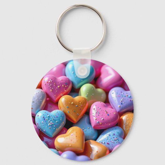 Kleurrijke Candy Love Hearts Sleutelhanger (Voorkant)