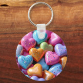 Kleurrijke Candy Love Hearts Sleutelhanger (Voorkant)