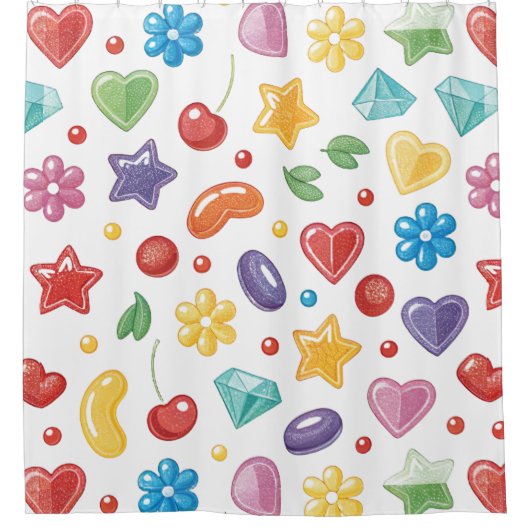 Kleurrijke Candy Star Douchegordijn (Voorkant)