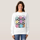 Kleurrijke Candy Valentijnszwart Haar Sweatshirt (Voorkant volledig)