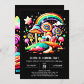 Kleurrijke Candyland bewerkbare verjaardag Kaart (Voorkant / Achterkant)