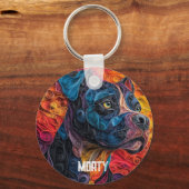 Kleurrijke Cane Corso Dog Portret Sleutelhanger (Achterkant)