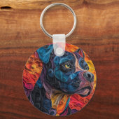 Kleurrijke Cane Corso Dog Portret Sleutelhanger (Voorkant)