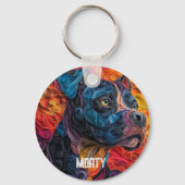 Kleurrijke Cane Corso Dog Portret Sleutelhanger (Achterkant)