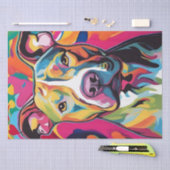 Kleurrijke Canine Chaos: Een Pop Art Pitbull Tissuepapier (Craft)