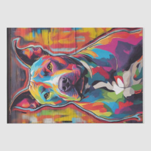 Kleurrijke Canine Chaos: Een Pop Art Pitbull Tissuepapier