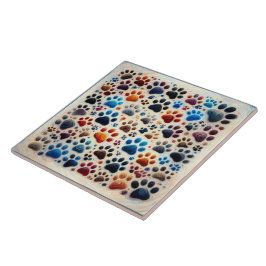 Kleurrijke canine hondenpootafdruk met passie tegeltje