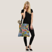 Kleurrijke Canvas tas Aesthetic Groovy Shopping Ta (Op model)