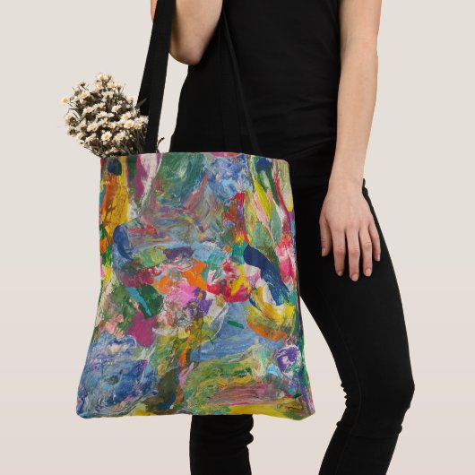 Kleurrijke Canvas tas Aesthetic Groovy Shopping Ta (Dichtbij)