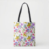 Kleurrijke canvas tas van  bloemen (Voorkant)