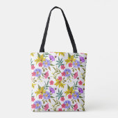Kleurrijke canvas tas van  bloemen (Achterkant)