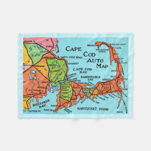 Kleurrijke Cape Cod-kaart 30x40 fleece deken