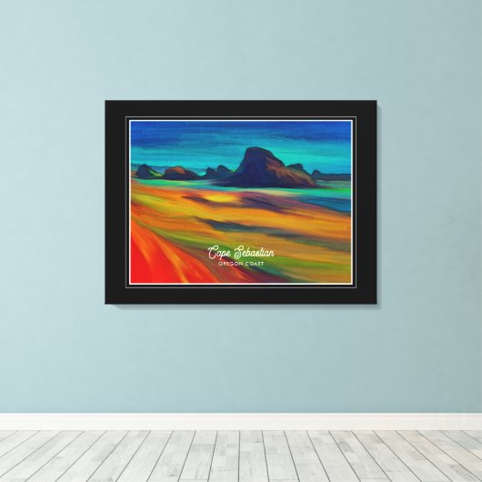 Kleurrijke Cape Sebastian Oregon Coast Art Canvas Afdruk (Insitu (Houten vloer))