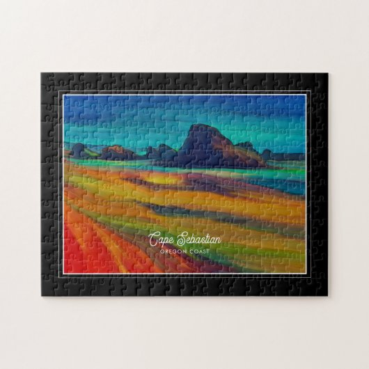 Kleurrijke Cape Sebastian Oregon Coast Art Legpuzzel (Horizontaal)