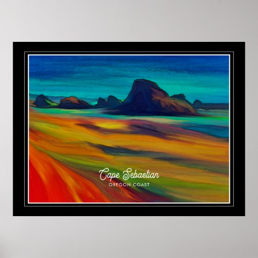 Kleurrijke Cape Sebastian Oregon Coast Art Poster (Voorkant)