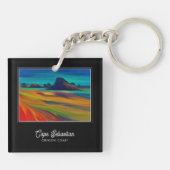 Kleurrijke Cape Sebastian Oregon Coast Art Sleutelhanger (Achterkant)
