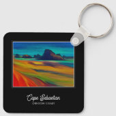 Kleurrijke Cape Sebastian Oregon Coast Art Sleutelhanger (Achterkant)