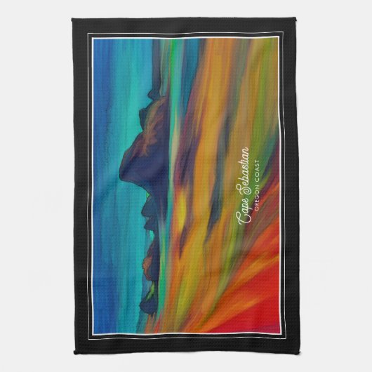 Kleurrijke Cape Sebastian Oregon Coast Art Theedoek (Verticaal)