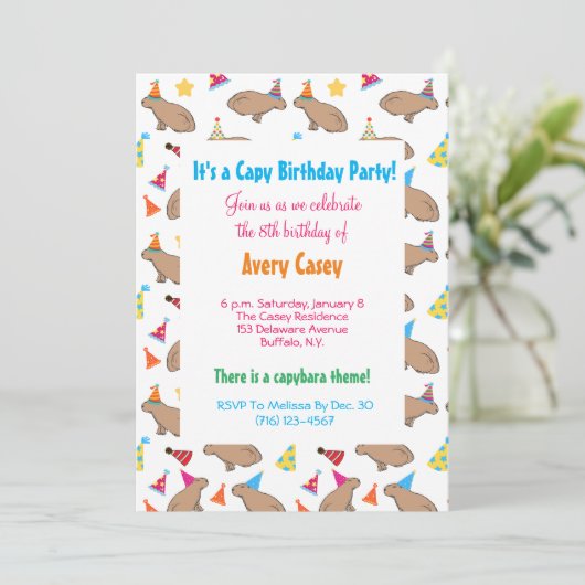 Kleurrijke Capybaras Schattigee Kinder regenwoud V Kaart (Staand voorkant)