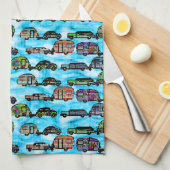 Kleurrijke caravans met een blauwe achtergrond-dis theedoek (Quarter Fold)