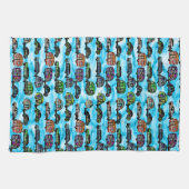 Kleurrijke caravans met een blauwe achtergrond-dis theedoek (Horizontaal)