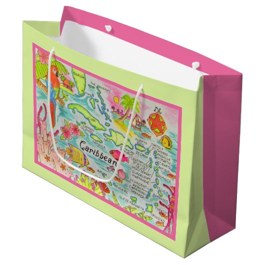 Kleurrijke Caribische Eilanden Gift Bag Groot Cadeauzakje (Voorkant Gekanteld)
