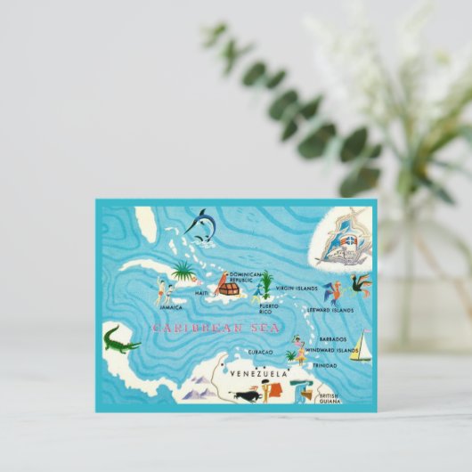 Kleurrijke Caribische Kaart Ansichtkaart (Staand voorkant)