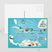 Kleurrijke Caribische Kaart Ansichtkaart (Voorkant / Achterkant)