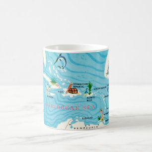 Kleurrijke Caribische kaart  Koffiemok