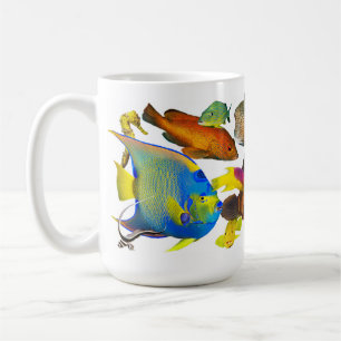 Kleurrijke Caribische rifvissen in een menagerie i Koffiemok