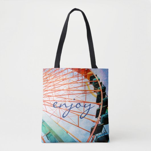 Kleurrijke Carnaval Ferris Wheel Foto Geniet Scrip Tote Bag (Voorkant)