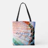Kleurrijke Carnaval Ferris Wheel Foto Geniet Scrip Tote Bag (Achterkant)