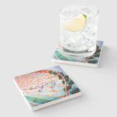 Kleurrijke Carnaval Ferris Wheel Geniet van Script Stenen Onderzetter (Zijkant)