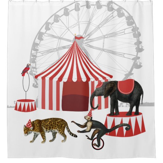 Kleurrijke Carnaval Festival Thema Dieren Grote To Douchegordijn (Voorkant)