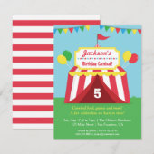 Kleurrijke Carnaval Kids verjaardagsfeestje uitnod Kaart (Voorkant / Achterkant)