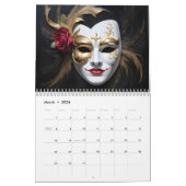 Kleurrijke carnavalsmaskers kalender (Mar 2026)
