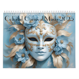 Kleurrijke carnavalsmaskers kalender