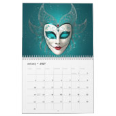 Kleurrijke carnavalsmaskers kalender (Jan 2027)