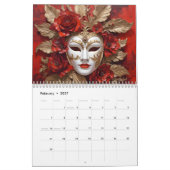 Kleurrijke carnavalsmaskers kalender (Feb 2027)