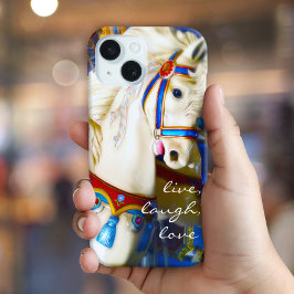 Kleurrijke Carrousel Paard Foto Live Lach Liefde B iPhone 15 Case
